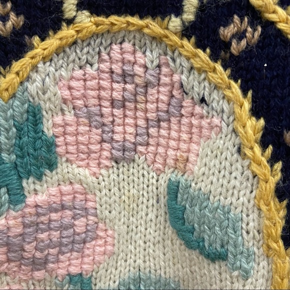 Allen Solly Vintage Wool Ornament Navy Sweater - Picture 6 of 11